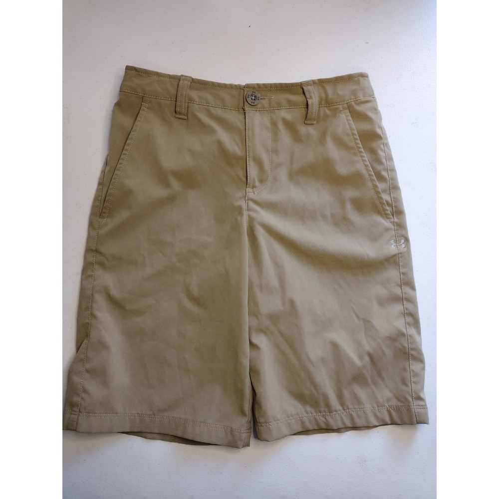 Under Armour Youth Shorts Khaki Flat Front Loose Fit Size M